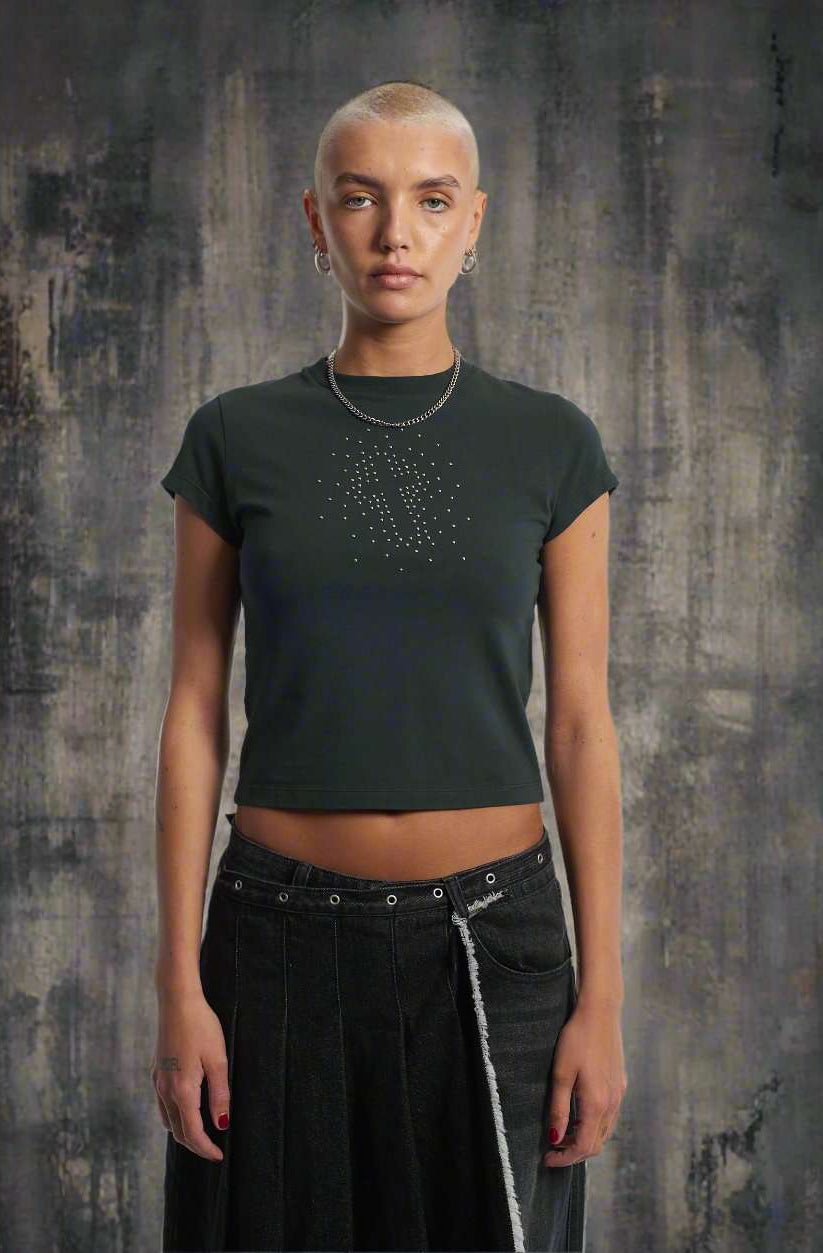 Shop The Ragged Priest The Ragged Priest Cross My Heart Baby Tee Top for women – premium loungewear and festival fashion at Spoiled Brat