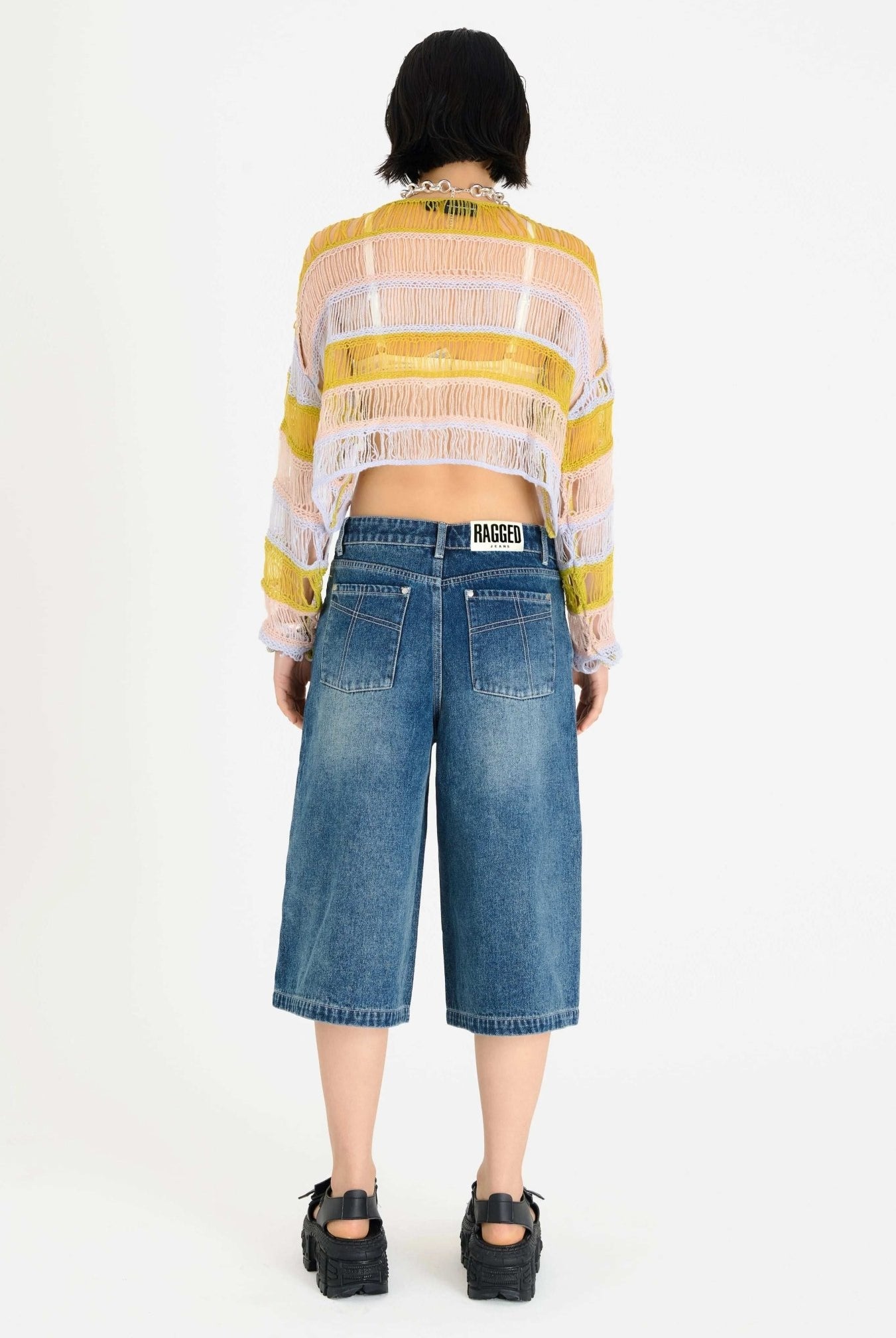 Shop The Ragged Priest The Ragged Priest Dirty Wash Atomic Jorts Shorts Shorts for women – premium loungewear and festival fashion at Spoiled Brat
