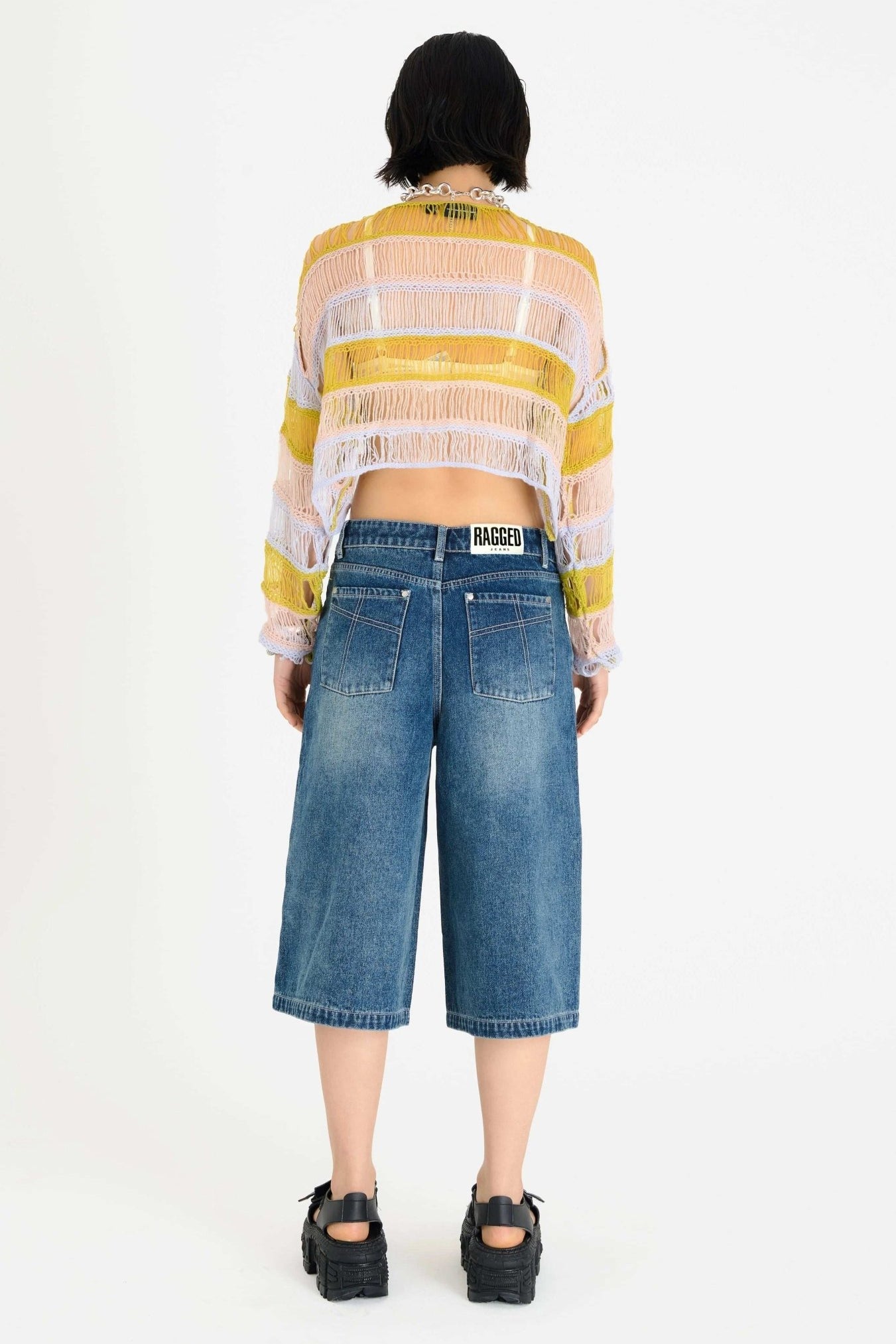 Shop The Ragged Priest The Ragged Priest Dirty Wash Atomic Jorts Shorts Shorts for women – premium loungewear and festival fashion at Spoiled Brat
