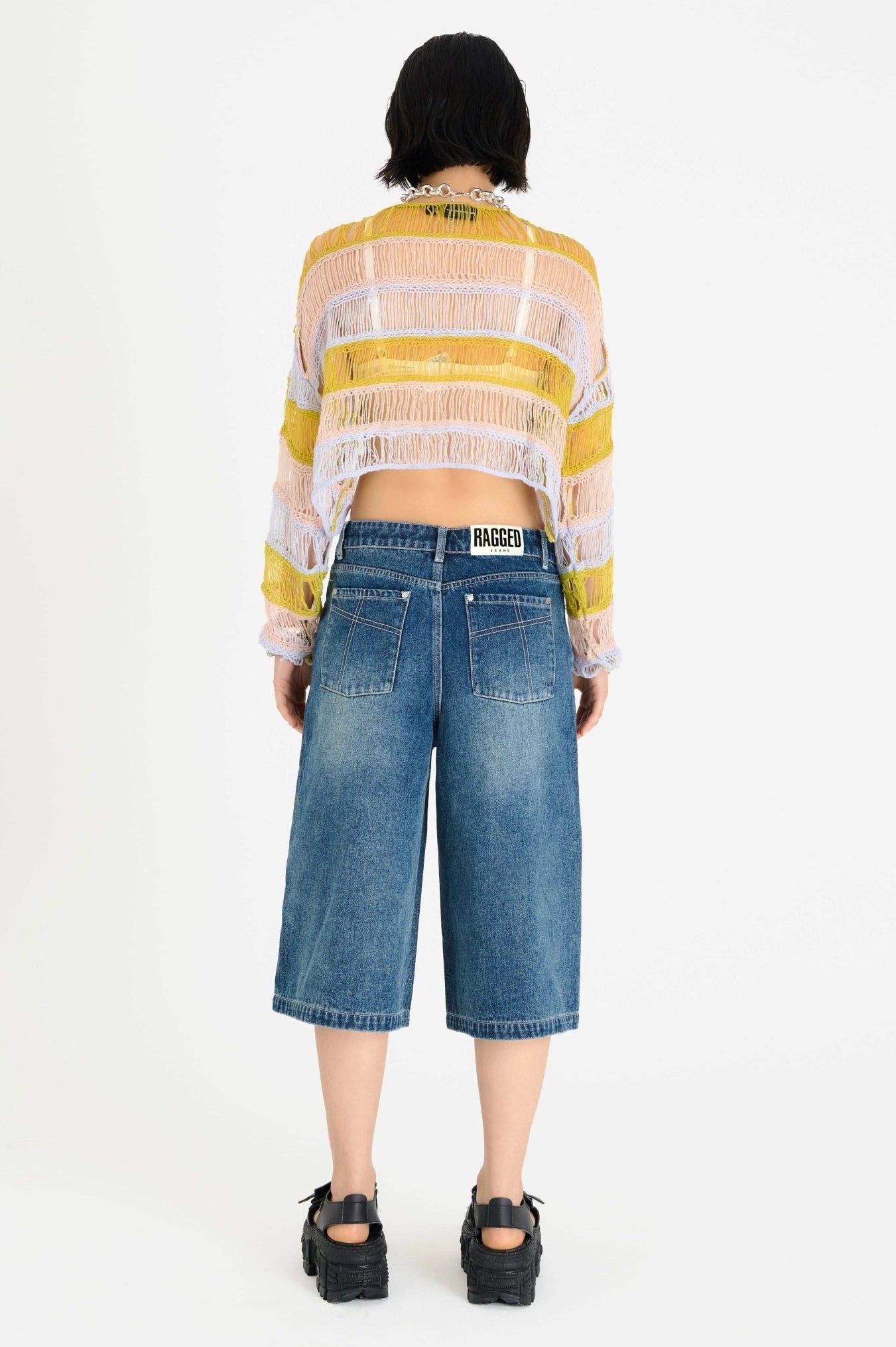 Shop The Ragged Priest The Ragged Priest Dirty Wash Atomic Jorts Shorts Shorts for women – premium loungewear and festival fashion at Spoiled Brat