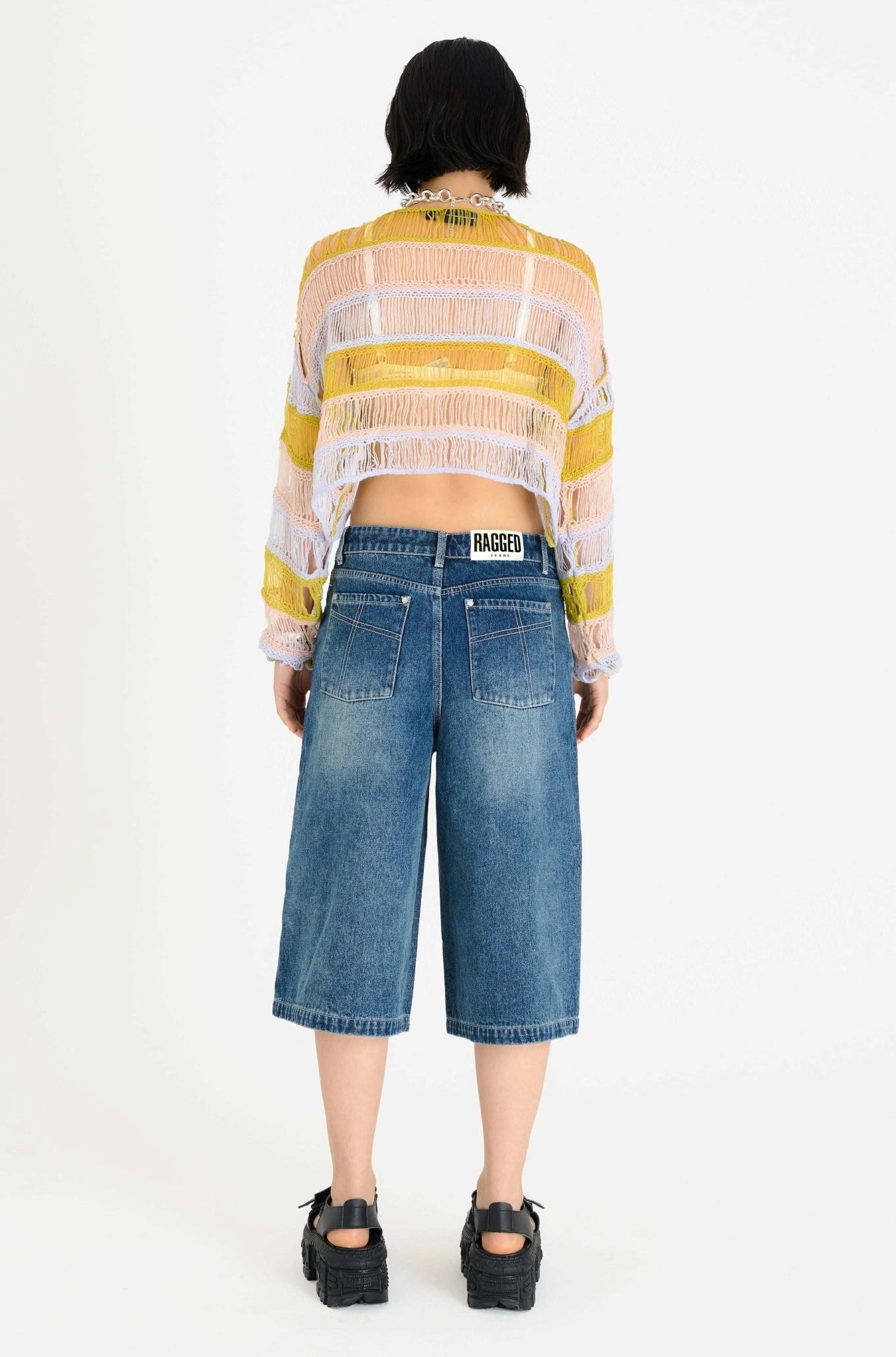 Shop The Ragged Priest The Ragged Priest Dirty Wash Atomic Jorts Shorts Shorts for women – premium loungewear and festival fashion at Spoiled Brat