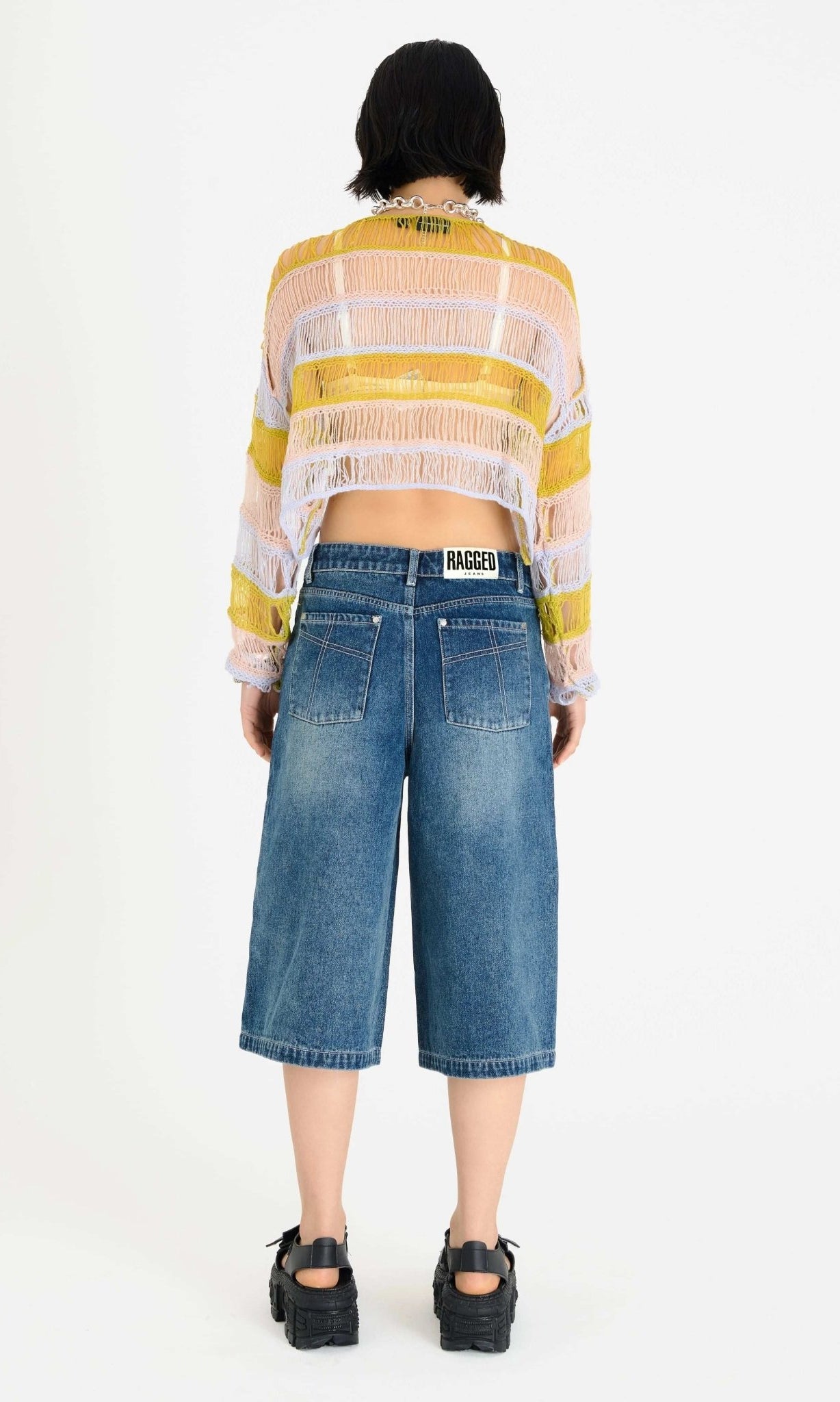 Shop The Ragged Priest The Ragged Priest Dirty Wash Atomic Jorts Shorts Shorts for women – premium loungewear and festival fashion at Spoiled Brat