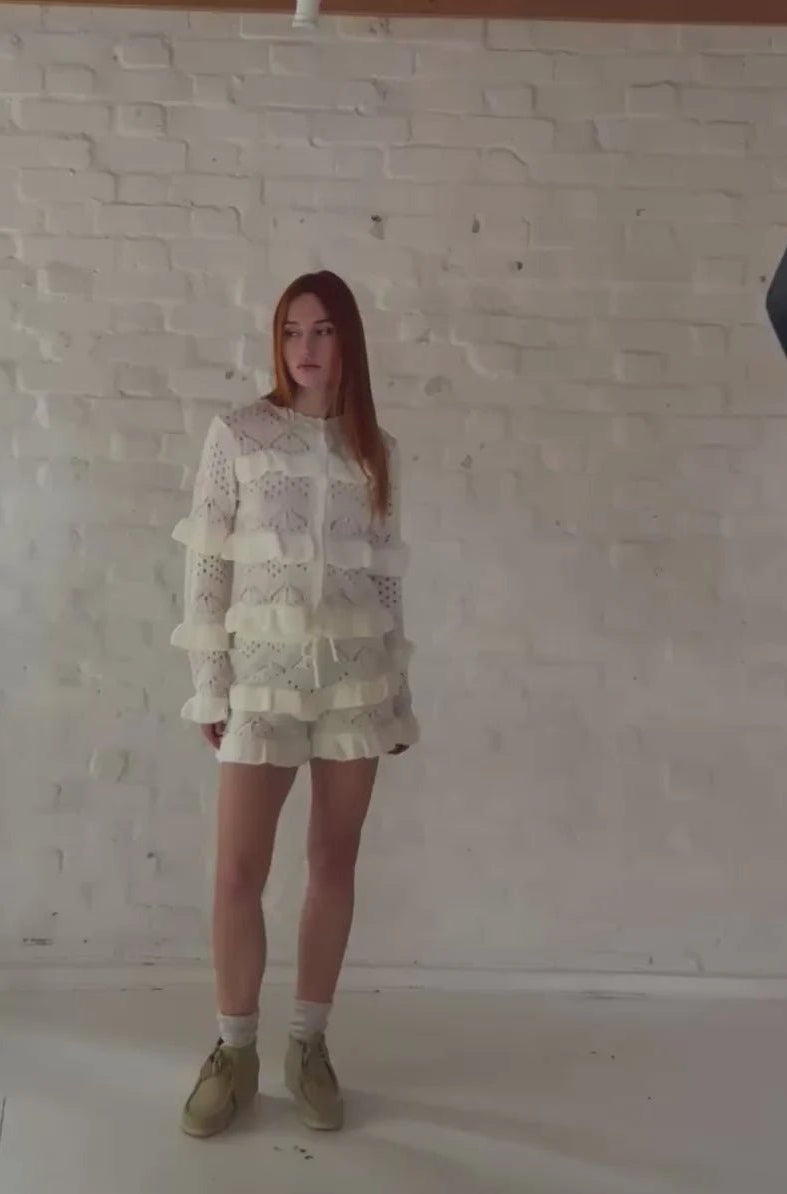 Shop The Ragged Priest The Ragged Priest Gentle Pointelle Frill Shorts Shorts for women – premium loungewear and festival fashion at Spoiled Brat