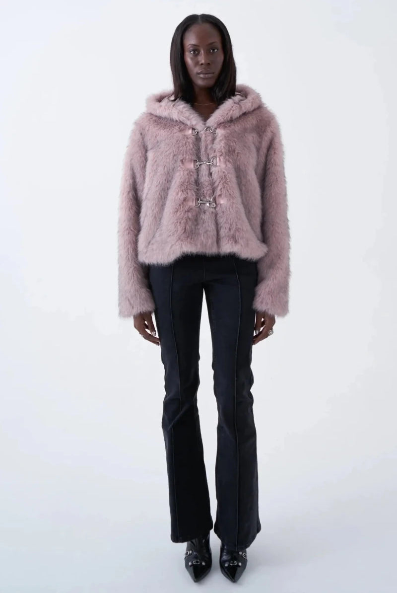 Shop The Ragged Priest The Ragged Priest Julia Pink Faux Fur Coat Jacket for women – premium loungewear and festival fashion at Spoiled Brat