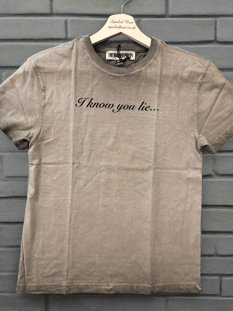 The Ragged Priest Liar Slogan Tee by The Ragged Priest – T-Shirt – Gray | Spoiled Brat UK