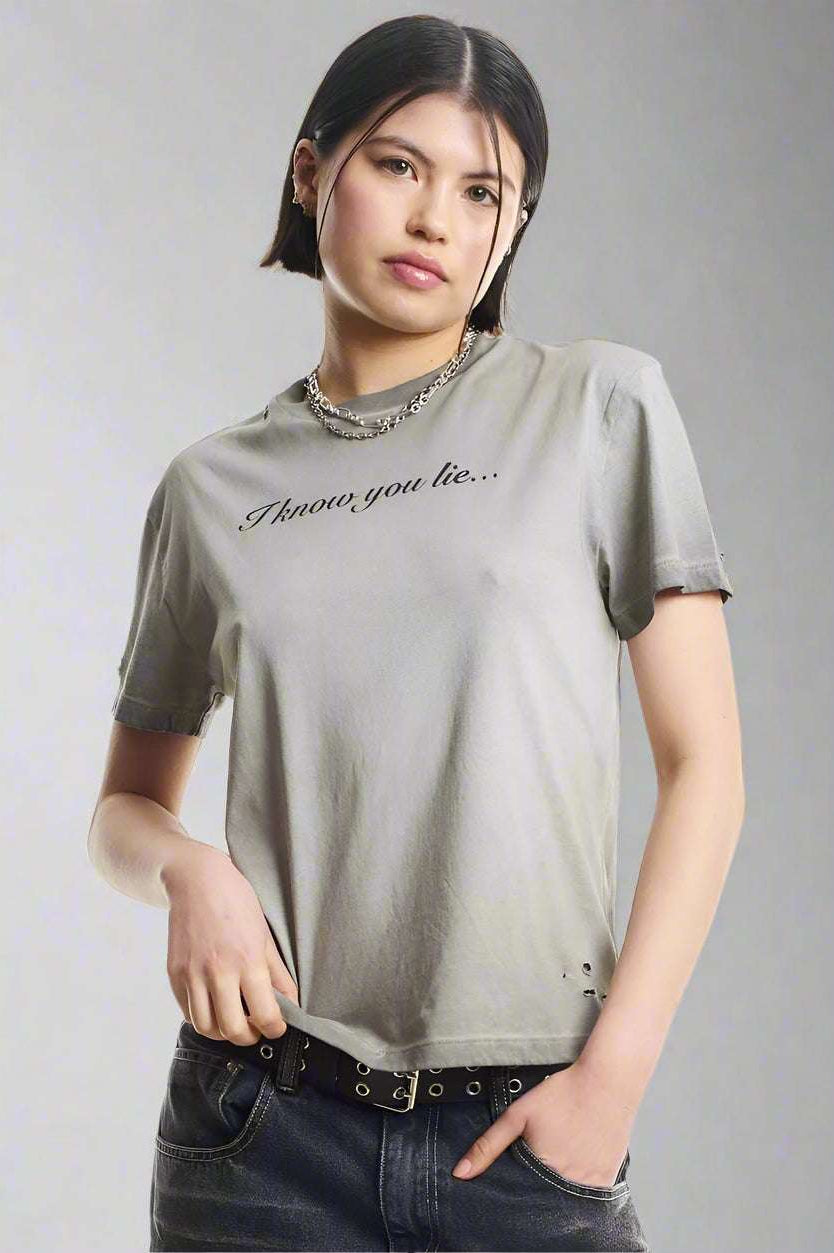 Shop The Ragged Priest The Ragged Priest Liar Slogan Tee T-Shirt for women – premium loungewear and festival fashion at Spoiled Brat