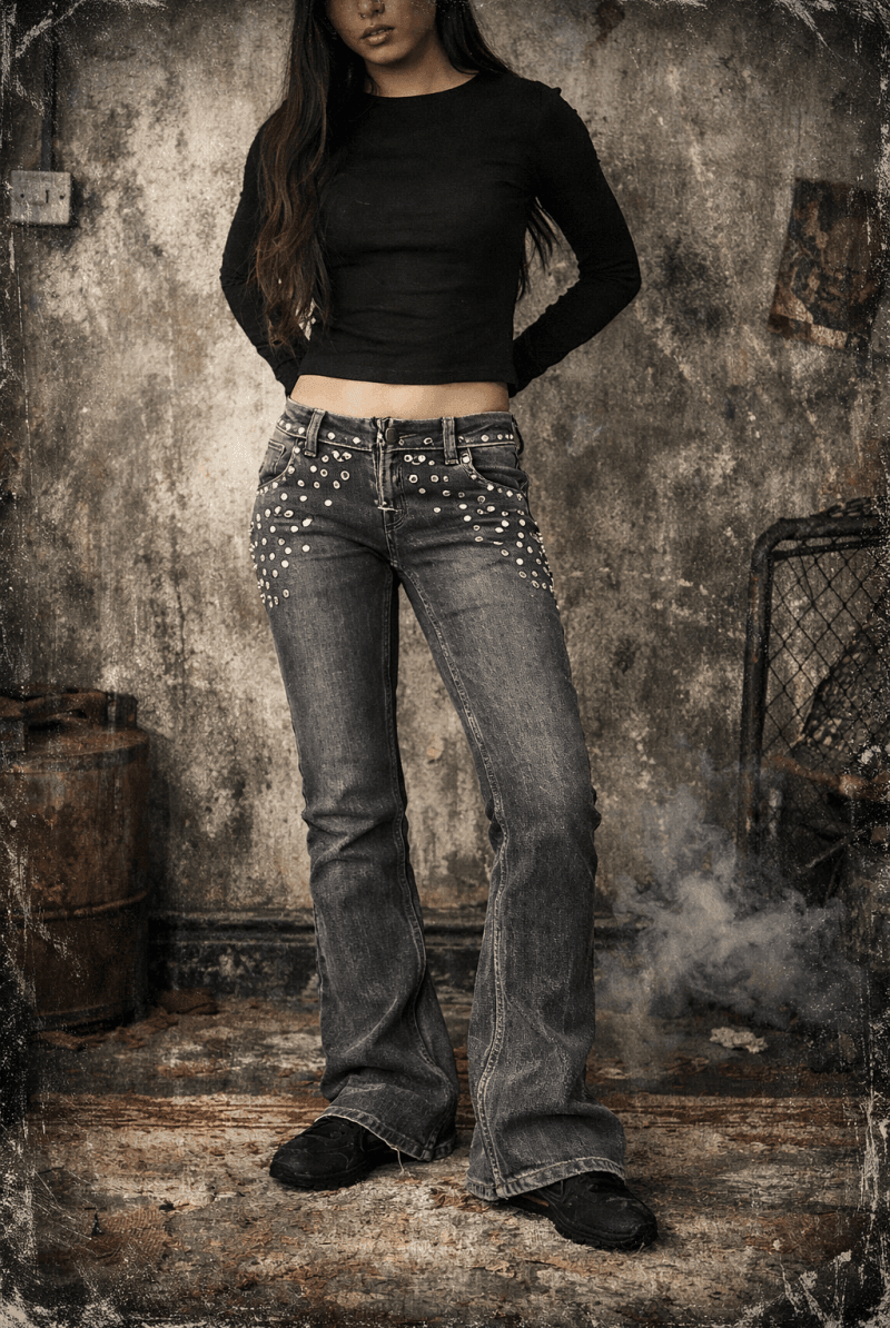Shop The Ragged Priest The Ragged Priest Locket Charlie Studded Jeans Jeans for women – premium loungewear and festival fashion at Spoiled Brat