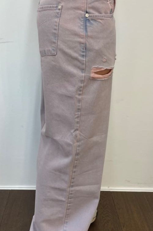 Shop The Ragged Priest The Ragged Priest Pink Wash Distressed Release Jeans Boyfriend Jeans for women – premium loungewear and festival fashion at Spoiled Brat