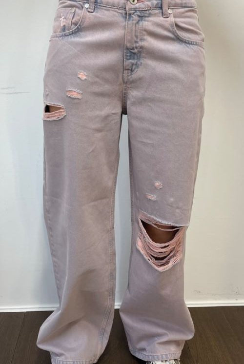 Shop The Ragged Priest The Ragged Priest Pink Wash Distressed Release Jeans Boyfriend Jeans for women – premium loungewear and festival fashion at Spoiled Brat