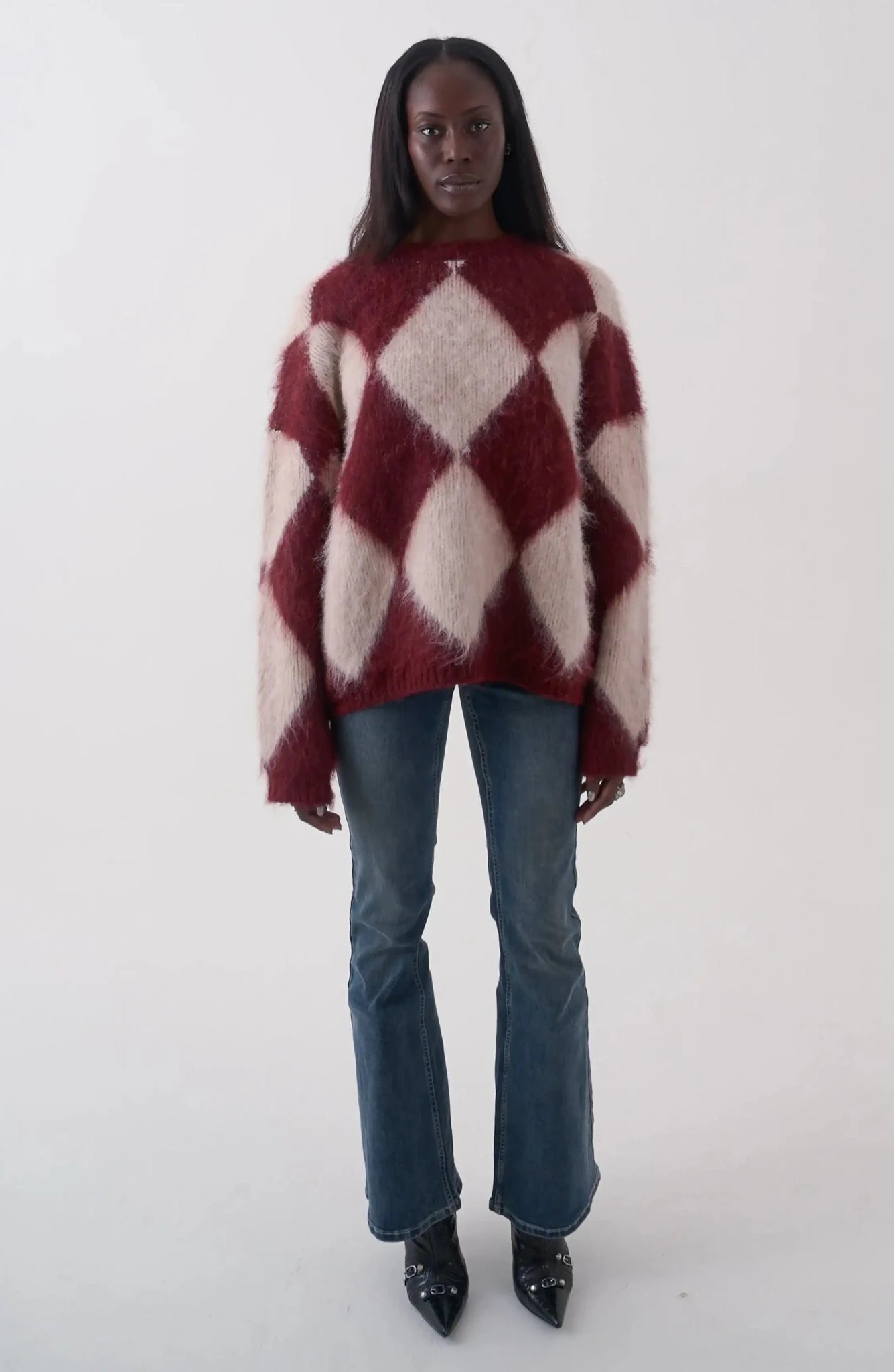 Shop The Ragged Priest The Ragged Priest Rook Oversized Diamond Knit Jumper Jumper for women – premium loungewear and festival fashion at Spoiled Brat