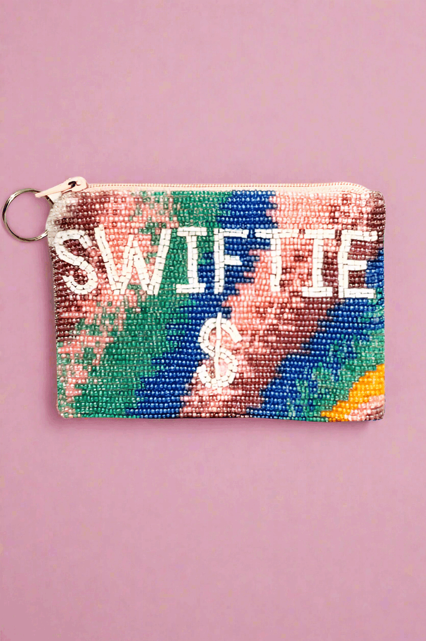 Tiana Designs Hand Beaded Rainbow SWIFTIE Coin Purse by Tiana New York – Purse – Multi | Spoiled Brat UK