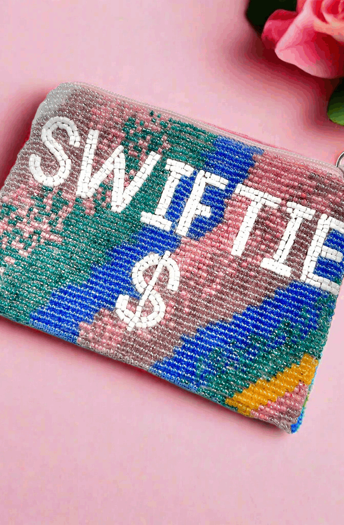 Shop Tiana New York Tiana Designs Hand Beaded Rainbow SWIFTIE Coin Purse Purse for women – premium loungewear and festival fashion at Spoiled Brat