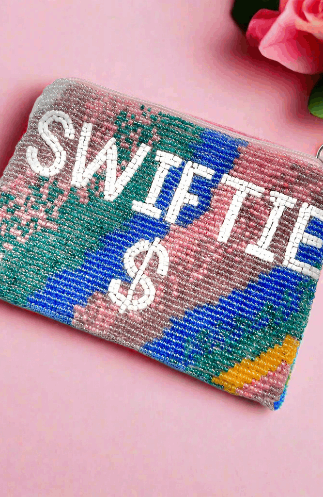 Shop Tiana New York Tiana Designs Hand Beaded Rainbow SWIFTIE Coin Purse Purse for women – premium loungewear and festival fashion at Spoiled Brat