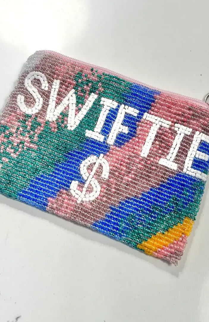 Shop Tiana New York Tiana Designs Hand Beaded Rainbow SWIFTIE Coin Purse Purse for women – premium loungewear and festival fashion at Spoiled Brat