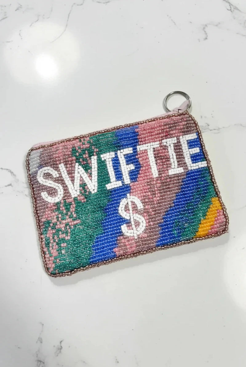 Shop Tiana New York Tiana Designs Hand Beaded Rainbow SWIFTIE Coin Purse Purse for women – premium loungewear and festival fashion at Spoiled Brat