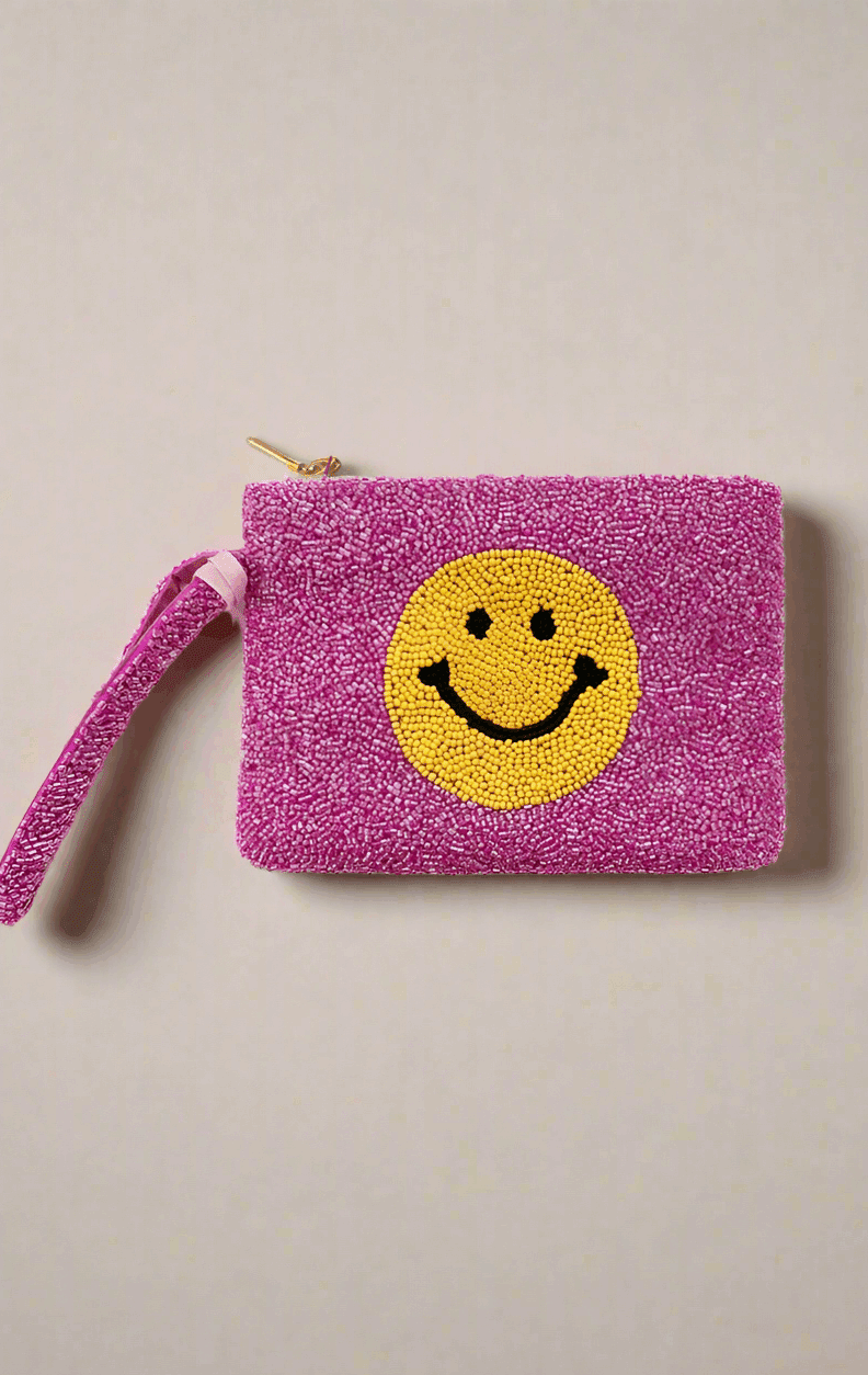 Shop Tiana New York Tiana Designs Hand Beaded Smiley Coin Purse Wristlet Handbag for women – premium loungewear and festival fashion at Spoiled Brat
