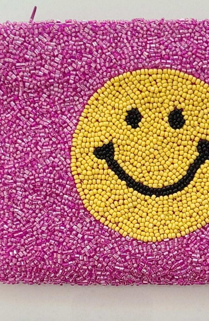 Shop Tiana New York Tiana Designs Hand Beaded Smiley Coin Purse Wristlet Handbag for women – premium loungewear and festival fashion at Spoiled Brat