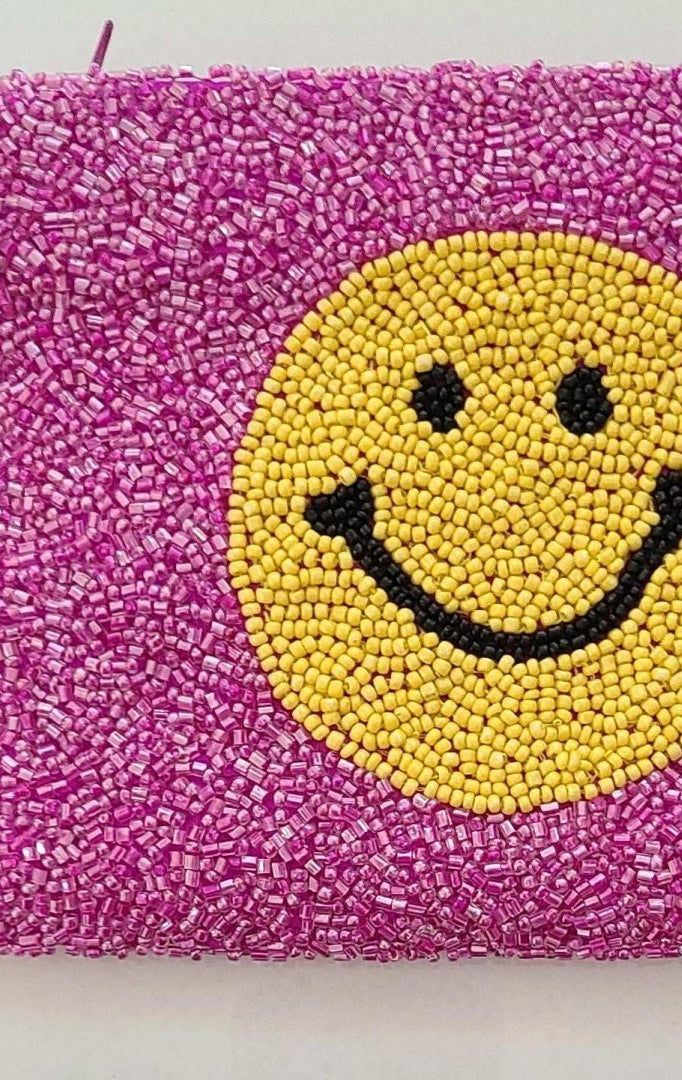Shop Tiana New York Tiana Designs Hand Beaded Smiley Coin Purse Wristlet Handbag for women – premium loungewear and festival fashion at Spoiled Brat