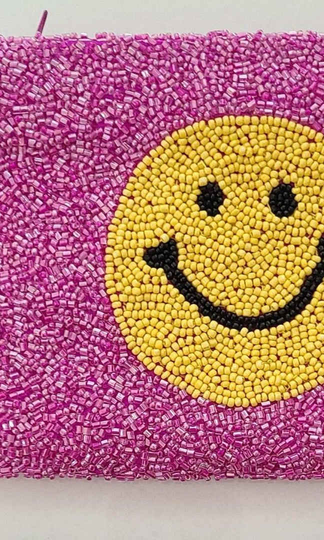 Shop Tiana New York Tiana Designs Hand Beaded Smiley Coin Purse Wristlet Handbag for women – premium loungewear and festival fashion at Spoiled Brat