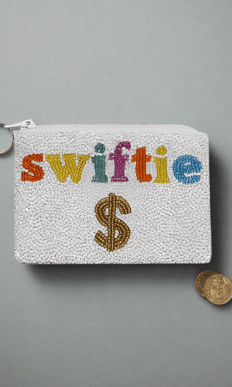 Shop Tiana New York Tiana Designs Hand Beaded SWIFTIE Coin Purse Purse for women – premium loungewear and festival fashion at Spoiled Brat