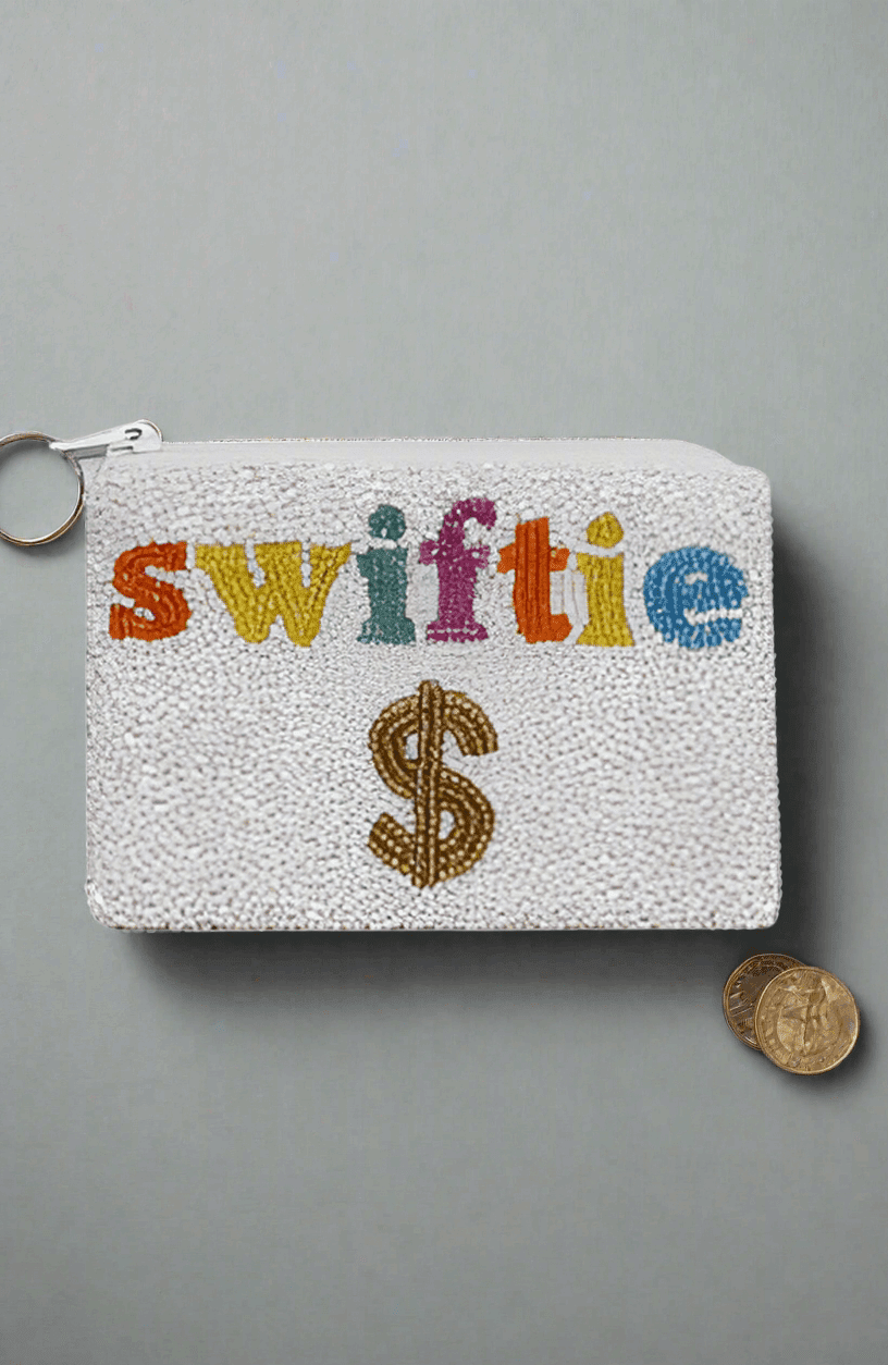 Shop Tiana New York Tiana Designs Hand Beaded SWIFTIE Coin Purse Purse for women – premium loungewear and festival fashion at Spoiled Brat