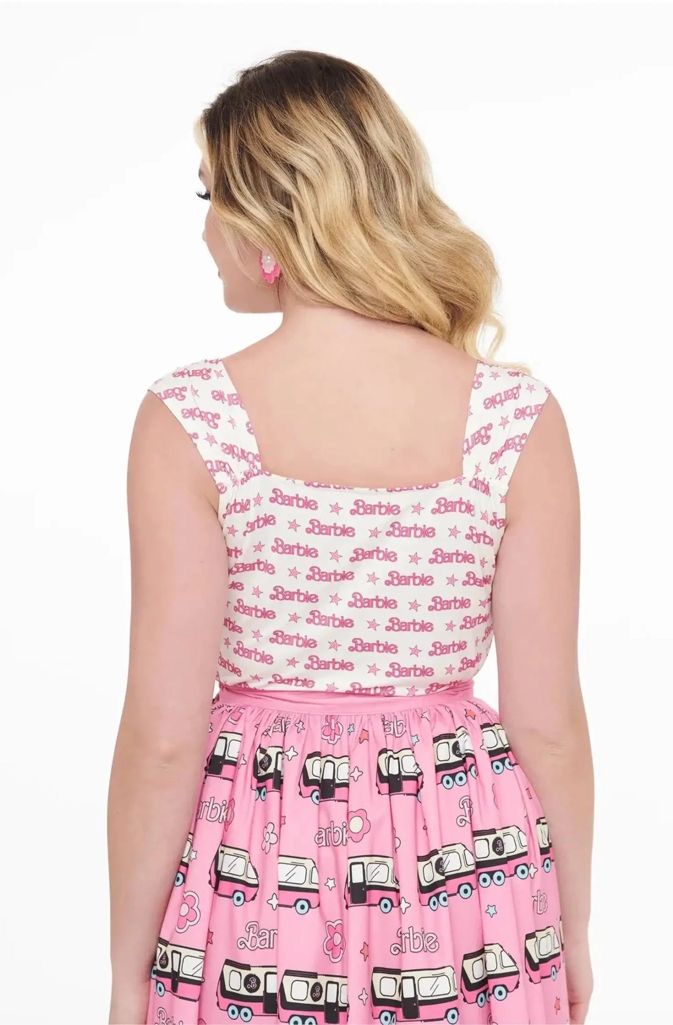 Shop Unique Vintage Barbie X Unique Vintage White & Pink Barbie Print Tank Top Cami Top for women – premium loungewear and festival fashion at Spoiled Brat