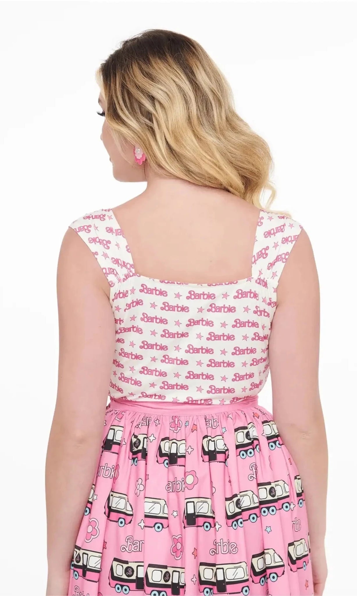 Shop Unique Vintage Barbie X Unique Vintage White & Pink Barbie Print Tank Top Cami Top for women – premium loungewear and festival fashion at Spoiled Brat