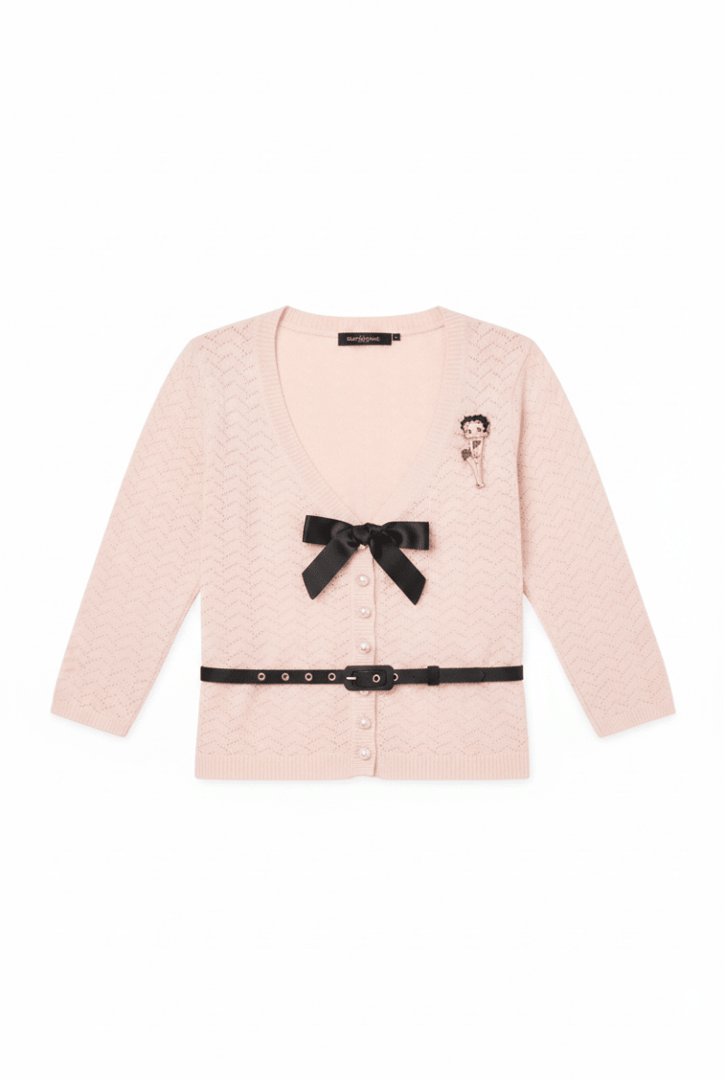 Shop Unique Vintage Unique Vintage Betty Boop x Unique Vintage Light Pink Sweetheart Cardigan Cardigan for women – premium loungewear and festival fashion at Spoiled Brat