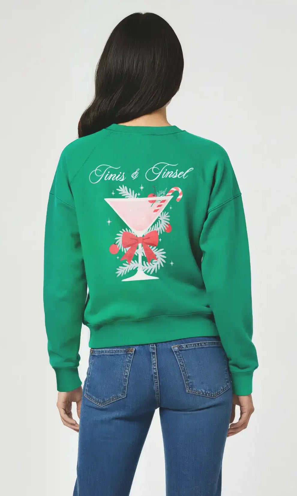 Wildfox Christmas Tinis & Tinsel Keely Raglan Sweatshirt by Wildfox – Hooded Sweatshirt – Green | Spoiled Brat UK