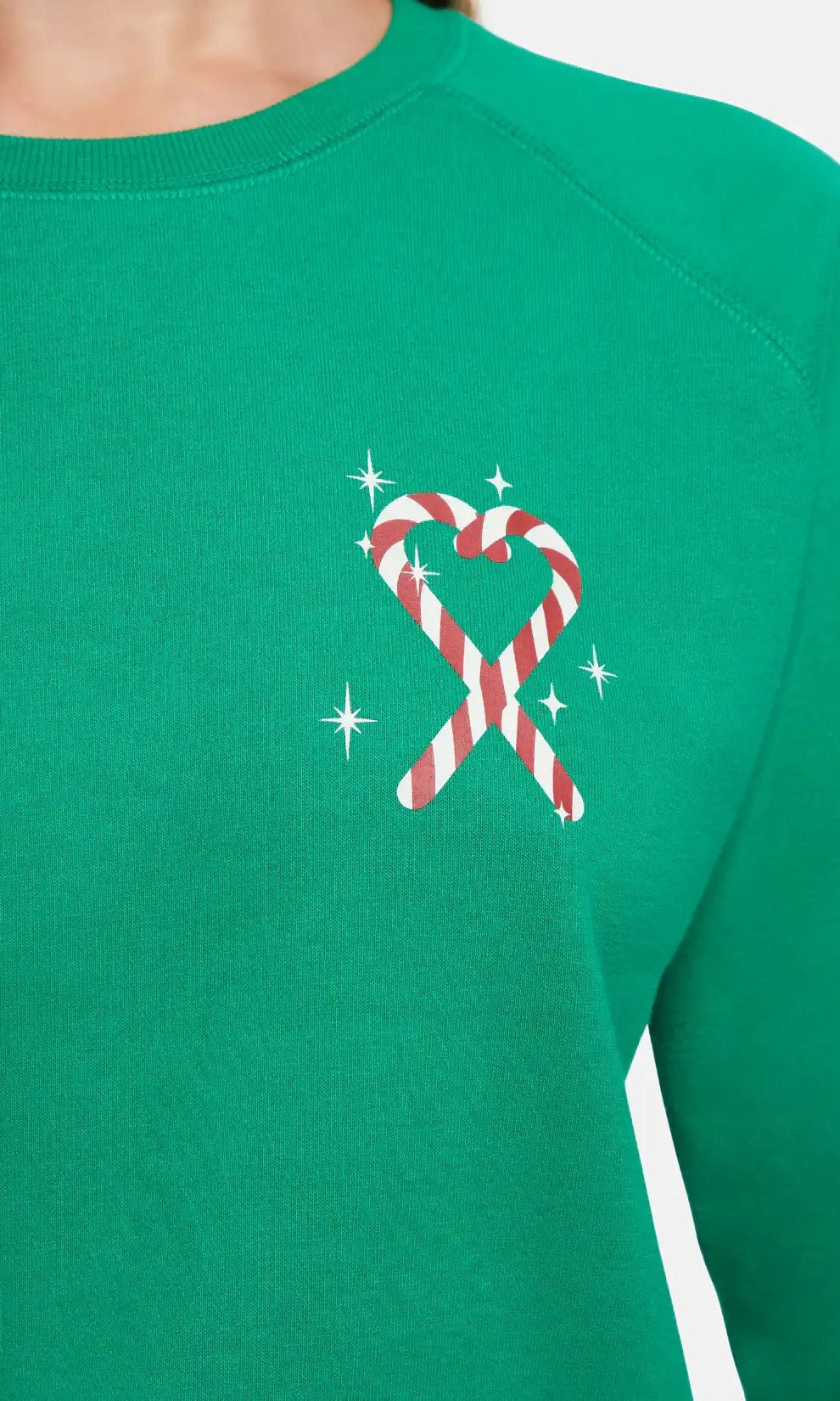 Wildfox Christmas Tinis & Tinsel Keely Raglan Sweatshirt by Wildfox – Hooded Sweatshirt – Green | Spoiled Brat UK