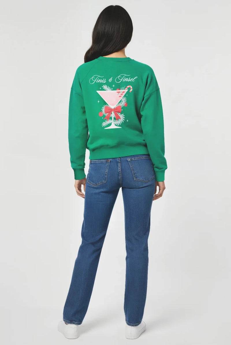 Shop Wildfox Wildfox Christmas Tinis & Tinsel Keely Raglan Sweatshirt Hooded Sweatshirt for women – premium loungewear and festival fashion at Spoiled Brat