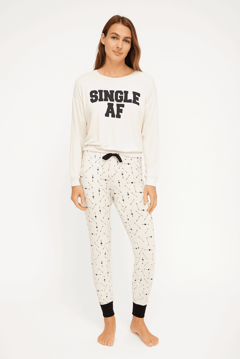 Shop Wildfox Wildfox Single AF Pyjamas as seen on Malin Andersson Pyjamas for women – premium loungewear and festival fashion at Spoiled Brat