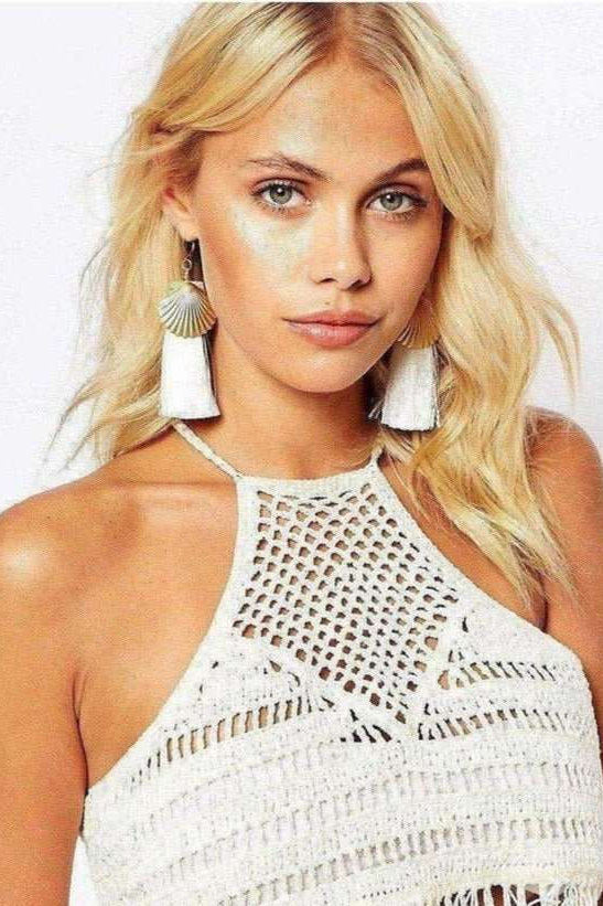 Shop Suzywan DELUXE Suzywan DELUXE Sea Shells Tassel Mermaid Earrings Earrings for women – premium loungewear and festival fashion at Spoiled Brat