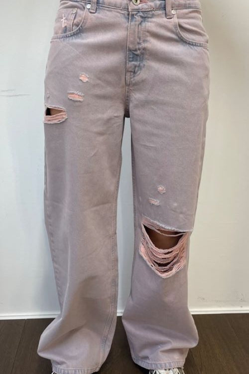 The Ragged Priest Pink Wash Distressed Release Jeans Boyfriend Jeans by The Ragged Priest as seen on celebrities