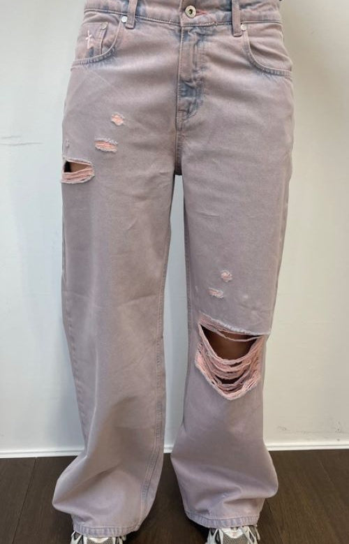 The Ragged Priest Pink Wash Distressed Release Jeans Boyfriend Jeans by The Ragged Priest as seen on celebrities