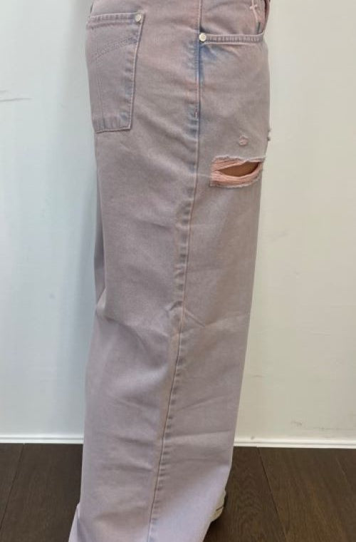 The Ragged Priest Pink Wash Distressed Release Jeans Boyfriend Jeans by The Ragged Priest as seen on celebrities