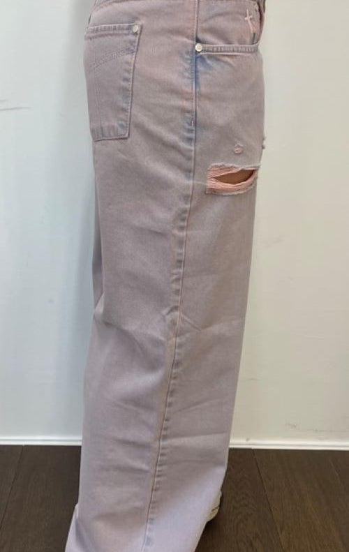 The Ragged Priest Pink Wash Distressed Release Jeans Boyfriend Jeans by The Ragged Priest as seen on celebrities