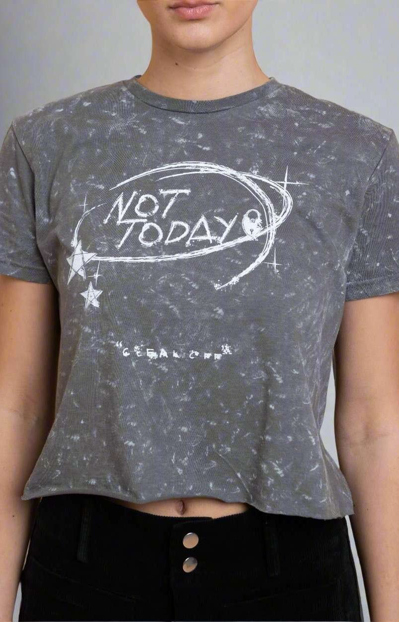 Daisy Street Not Today Snow Washed Baby Tee T-Shirts by Daisy Street as seen on celebrities