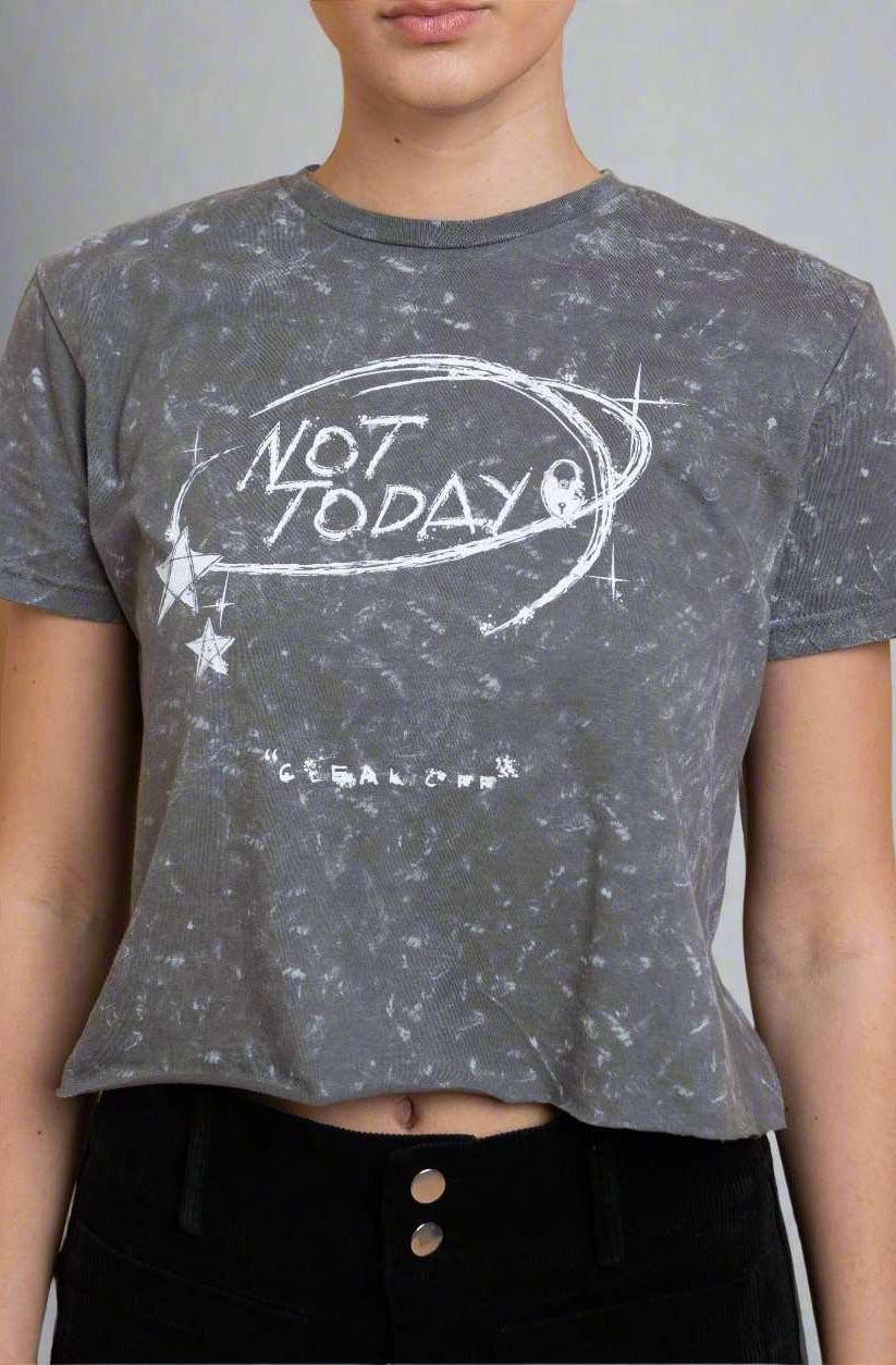 Daisy Street Not Today Snow Washed Baby Tee T-Shirts by Daisy Street as seen on celebrities