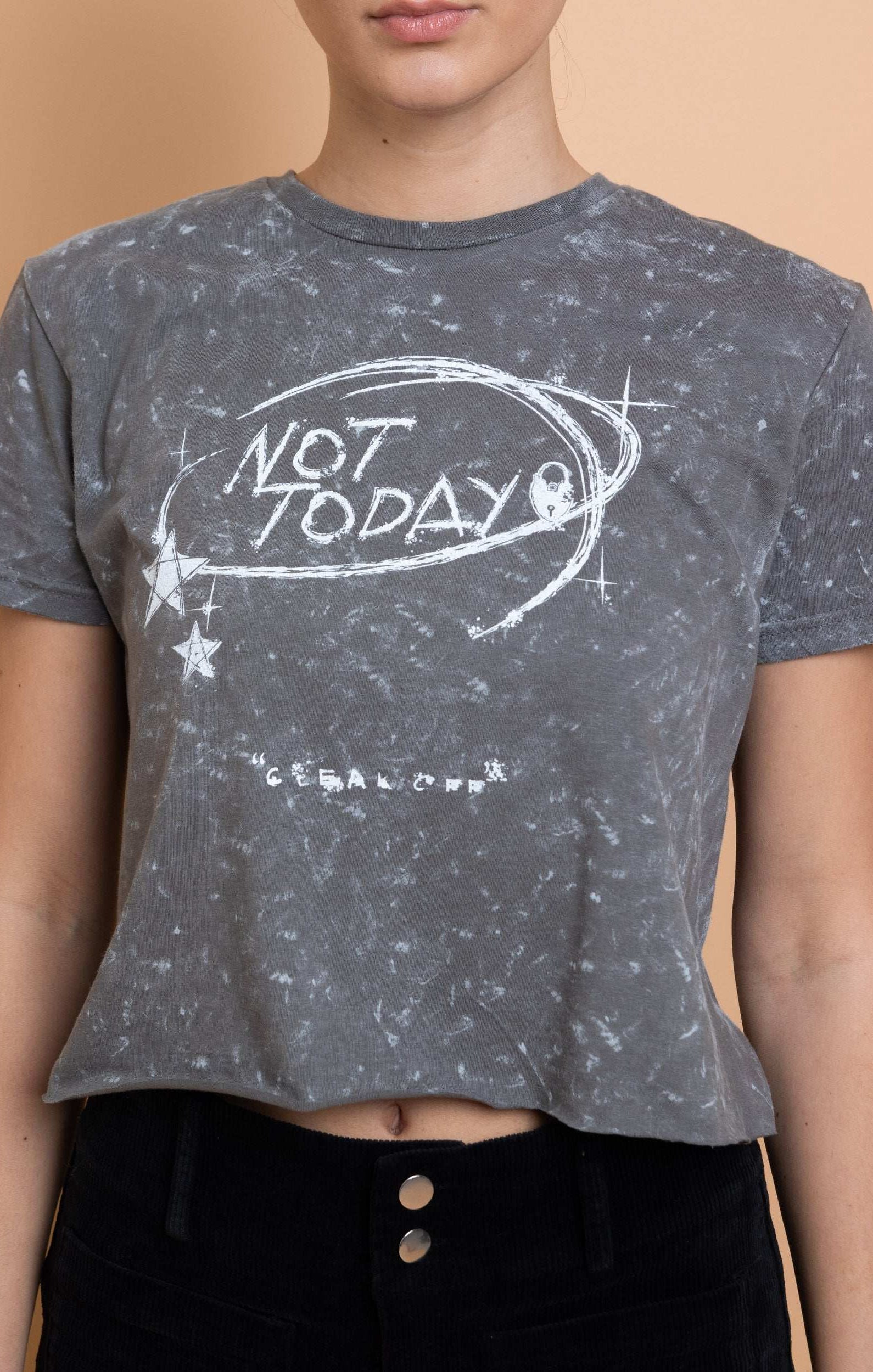 Daisy Street Not Today Snow Washed Baby Tee T-Shirts by Daisy Street as seen on celebrities
