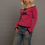 Daisy Street Off The Shoulder Pointelle Knit Top T-Shirts by Daisy Street as seen on celebrities