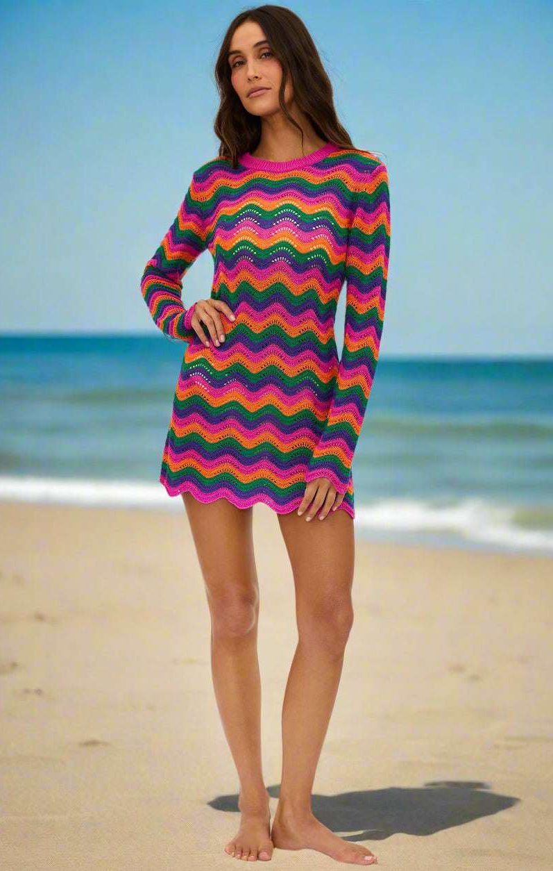 Beach Libbi Crochet Mini Dress Dress by Beach Riot as seen on celebrities