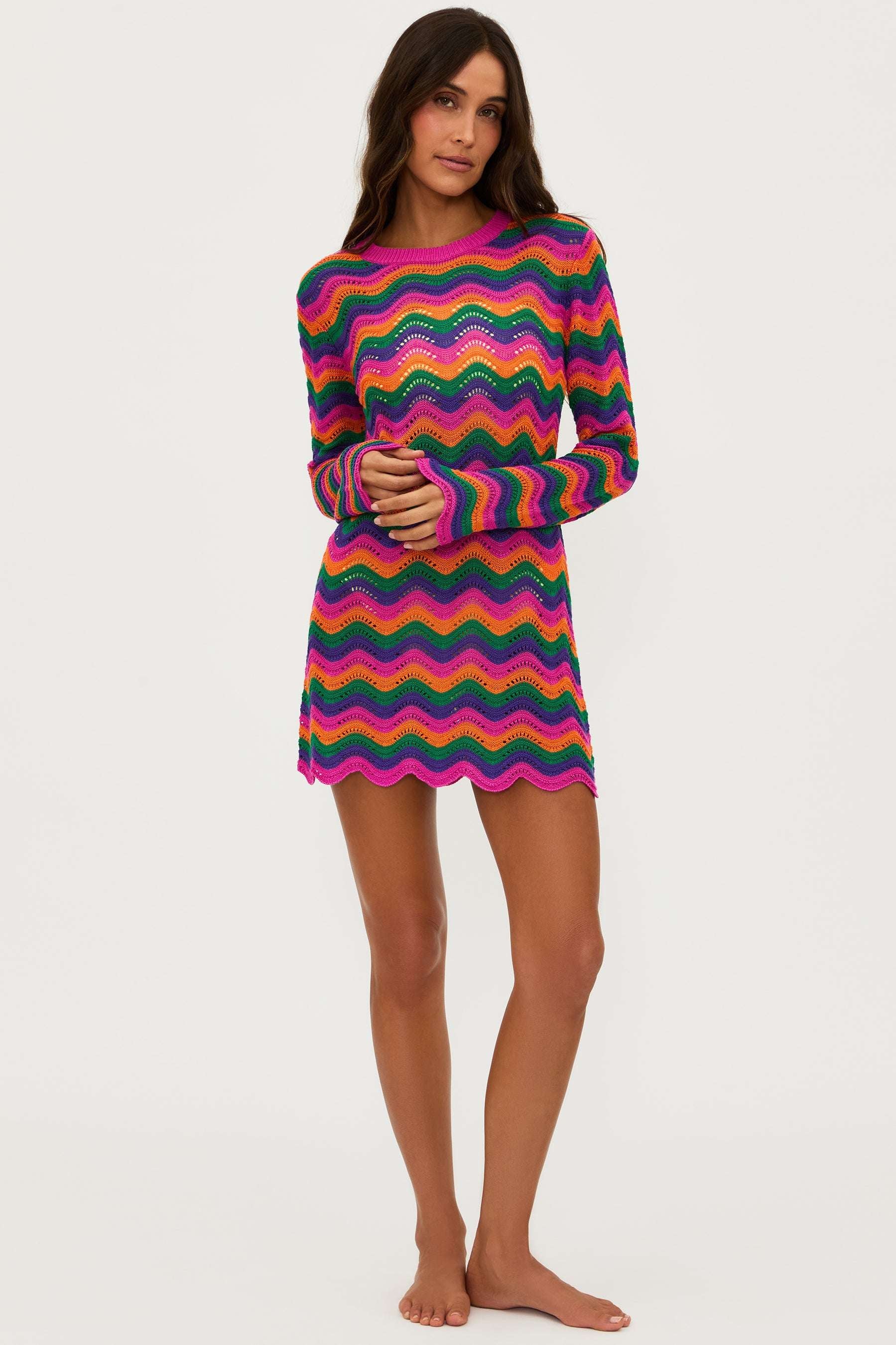 Beach Libbi Crochet Mini Dress Dress by Beach Riot as seen on celebrities