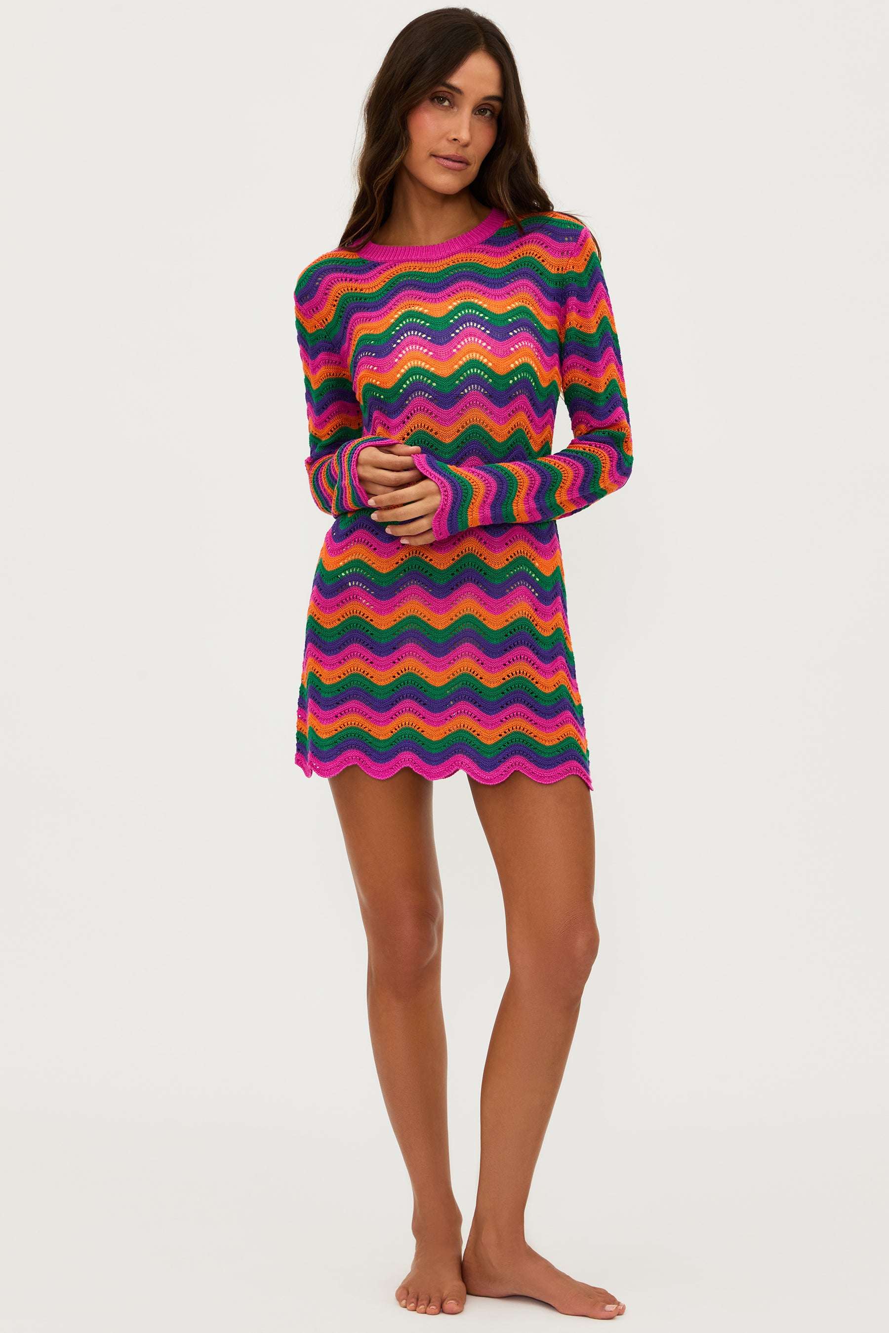 Beach Libbi Crochet Mini Dress Dress by Beach Riot as seen on celebrities