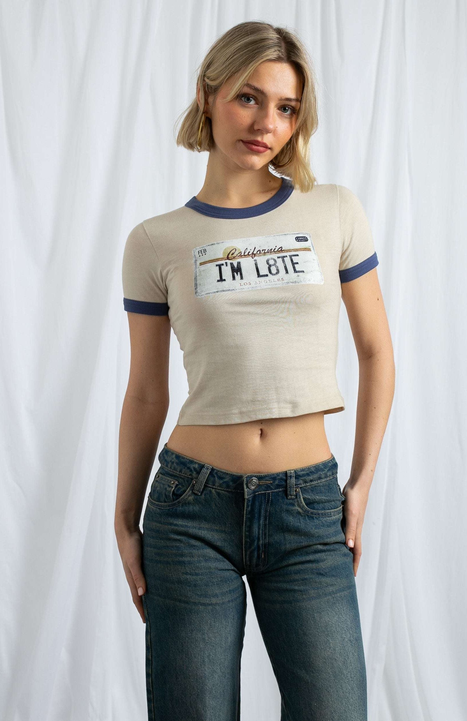 Daisy Street California Licence Plate Ringer Tee T-Shirt by Daisy Street as seen on celebrities