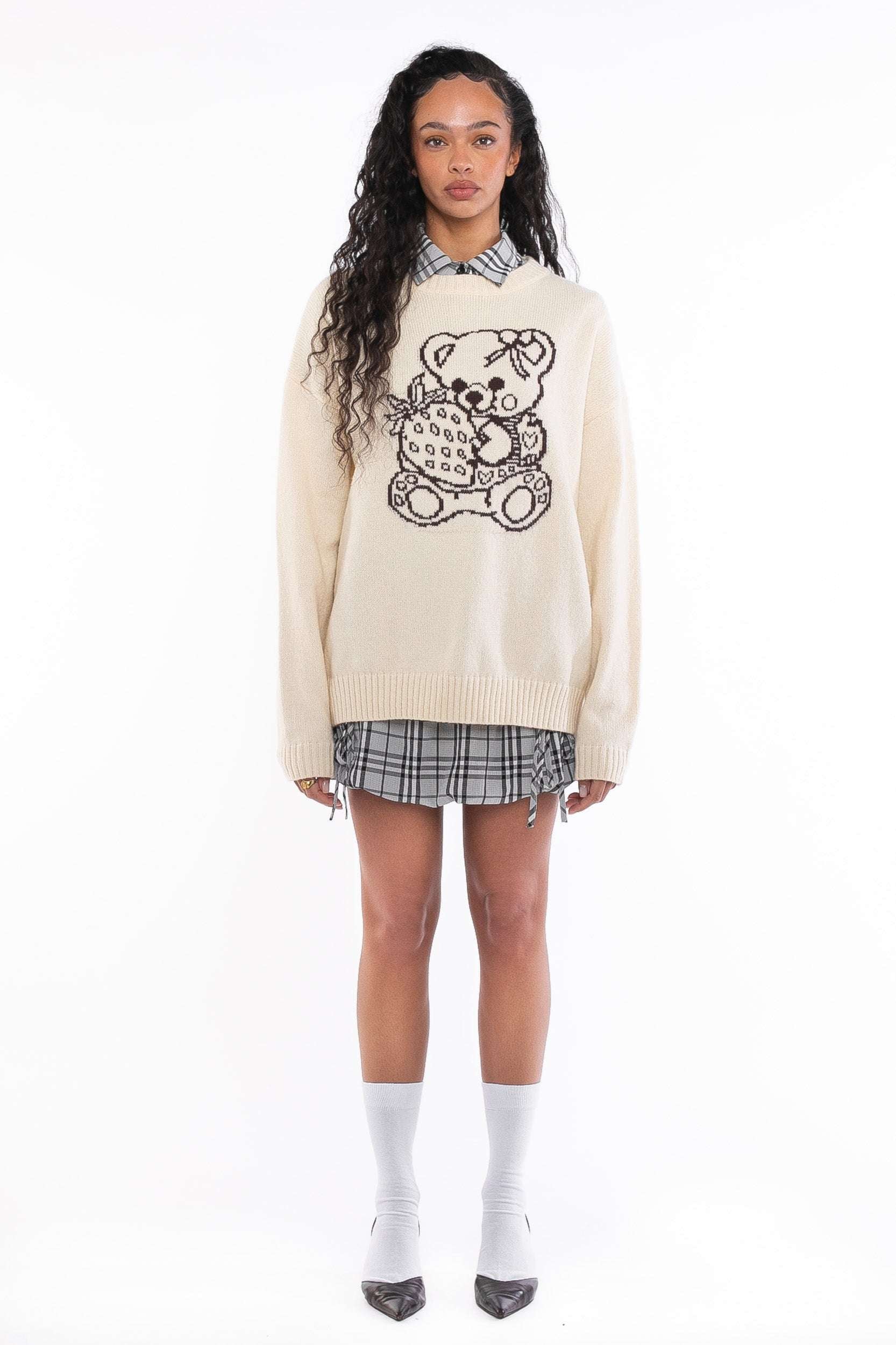 Daisy Street Cute Teddy Bear Intarsia Knit Jumper Jumper by Daisy Street as seen on celebrities