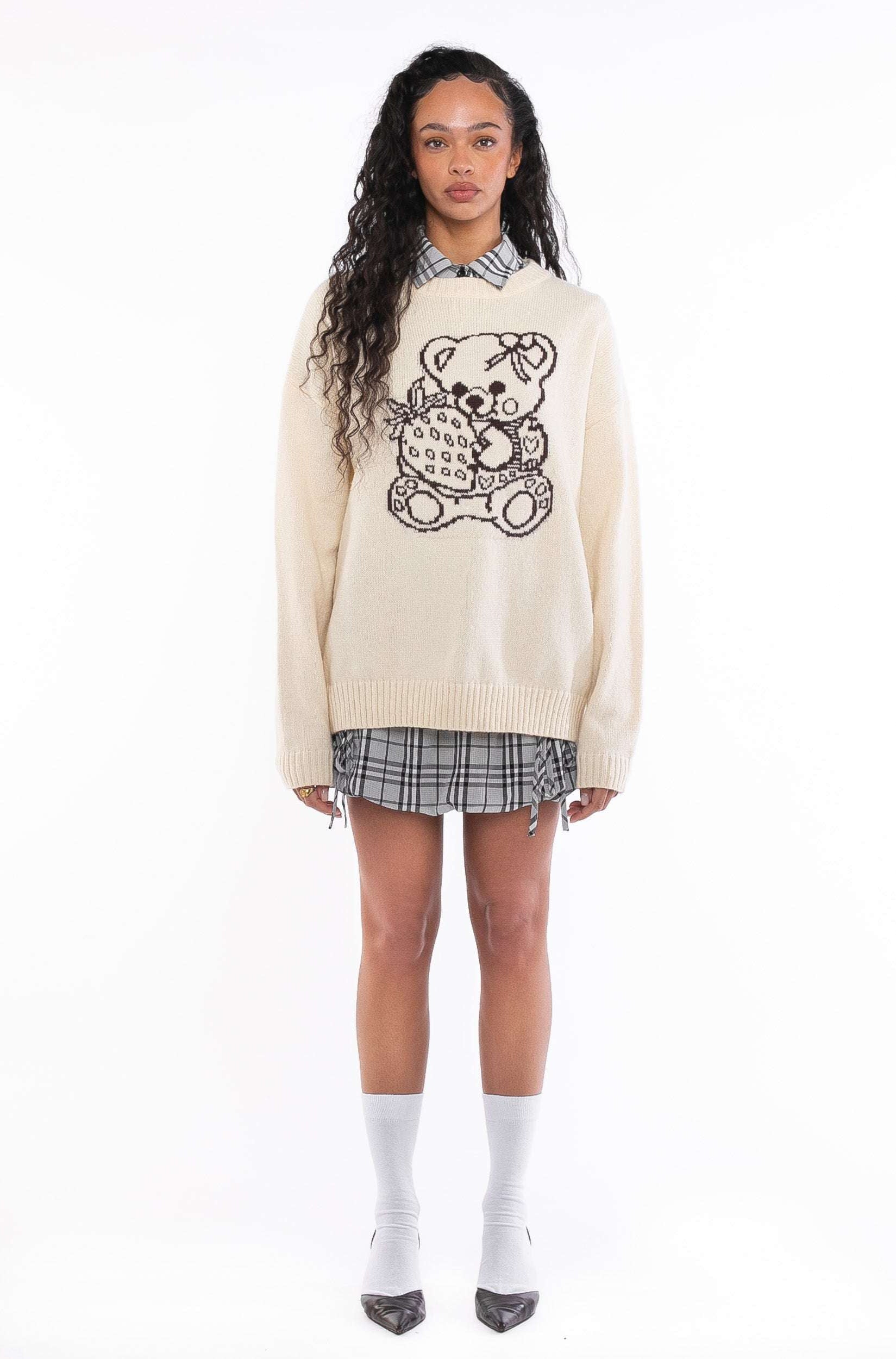 Daisy Street Cute Teddy Bear Intarsia Knit Jumper Jumper by Daisy Street as seen on celebrities