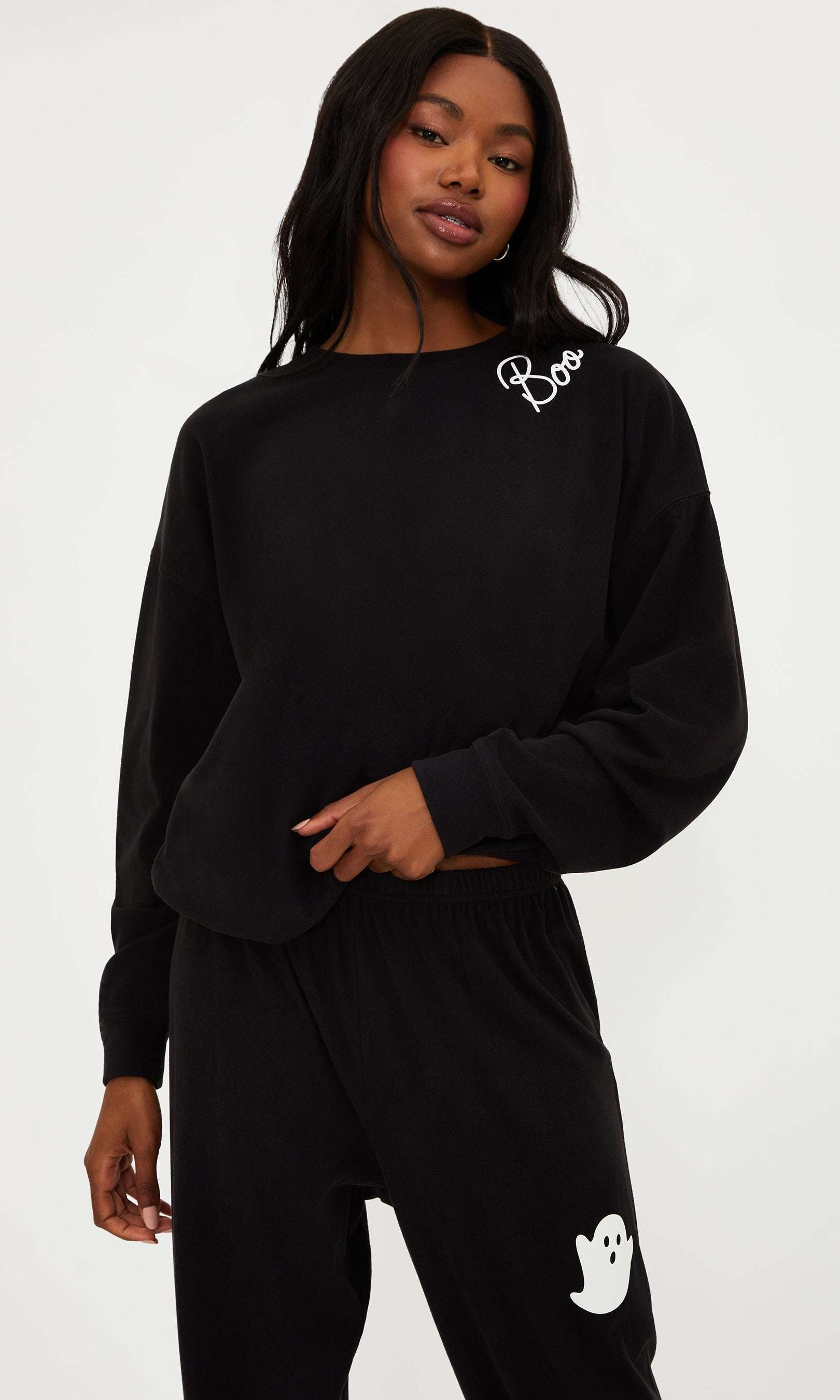Beach Riot Devyn Boo Black Sweatshirt
