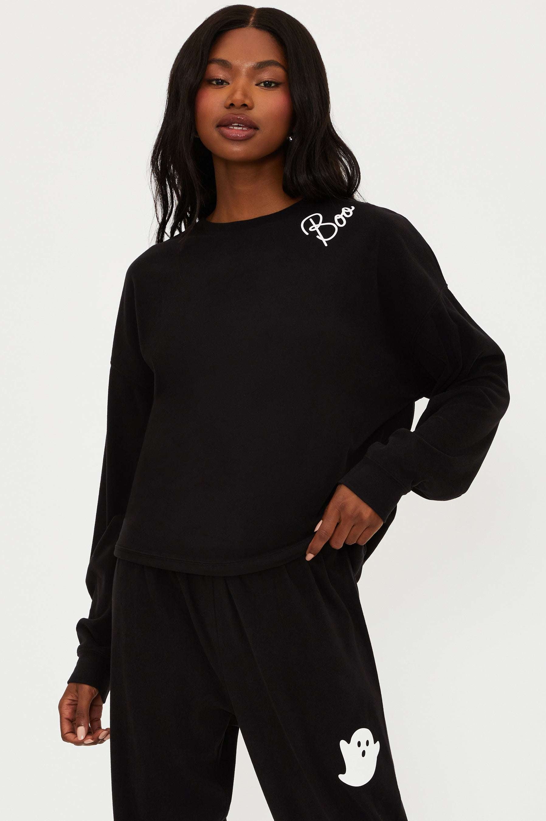 Beach Riot Devyn Boo Black Sweatshirt