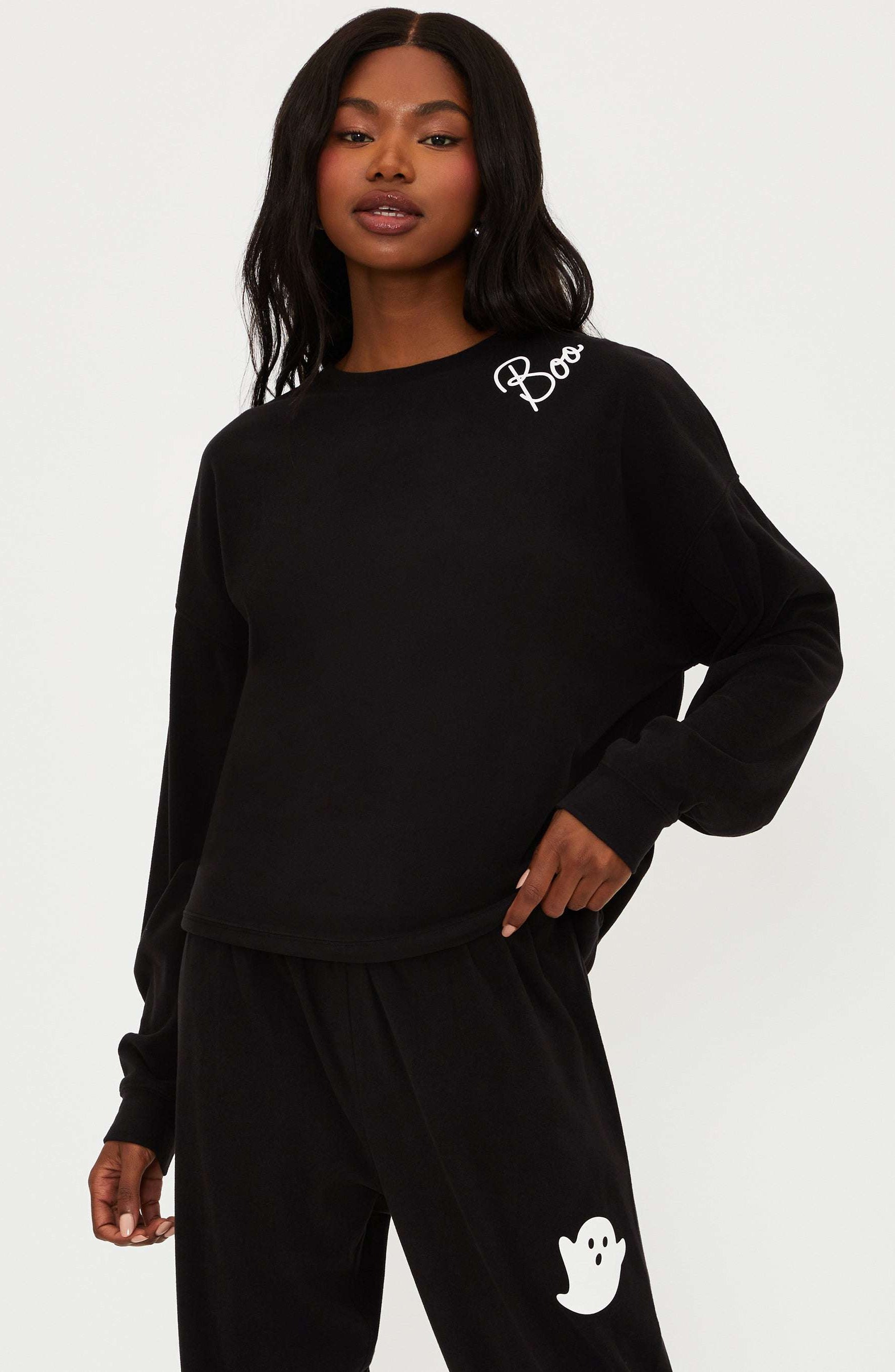 Beach Riot Devyn Boo Black Sweatshirt